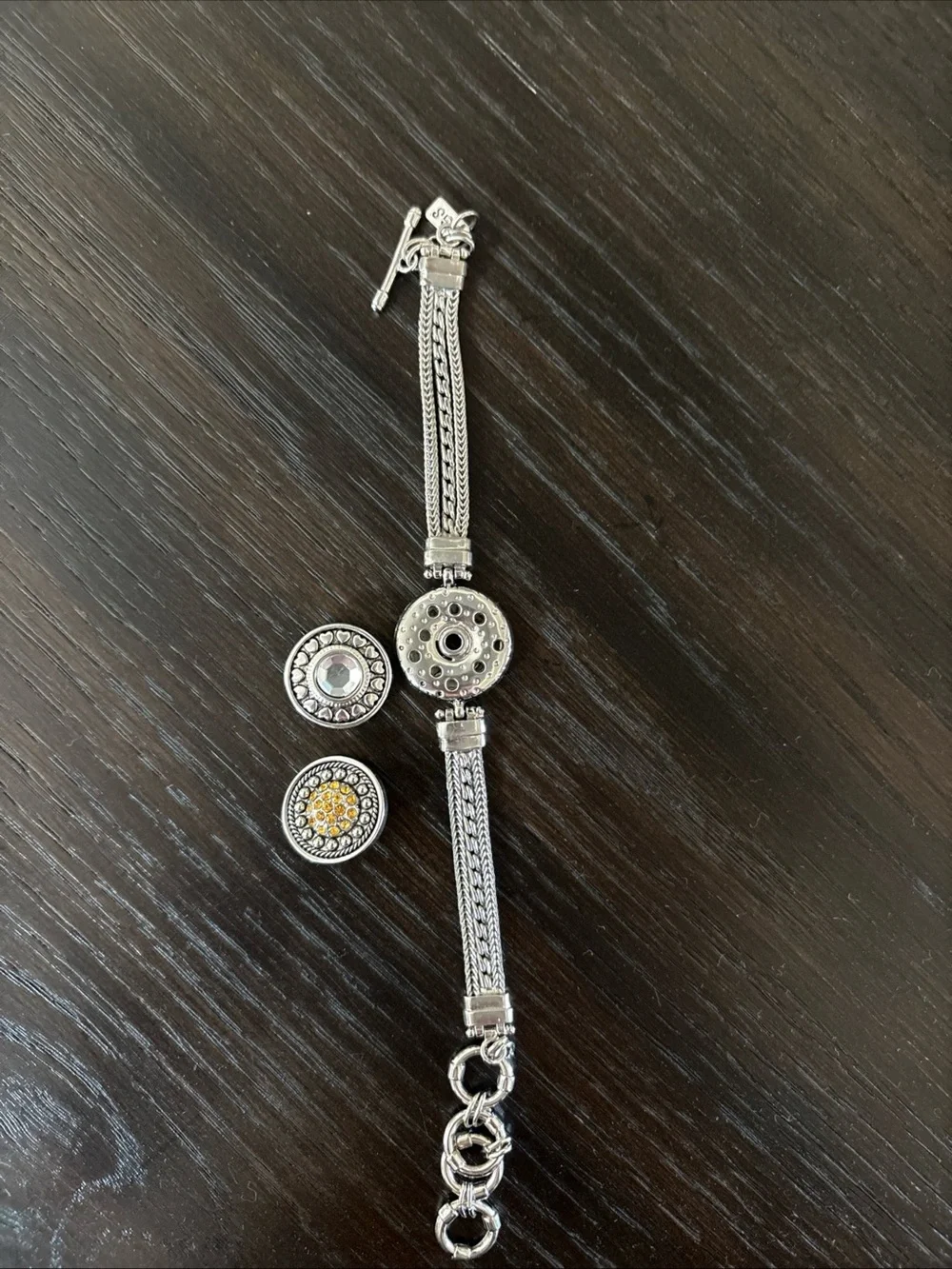 Ginger Snaps Silver Snap Button Bracelet with 2 snaps Women’s Adjustable Jewelry